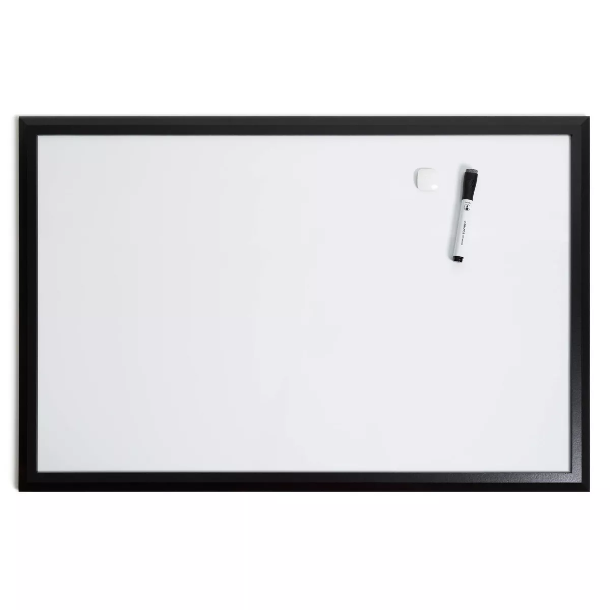 U Brands 23"x35" Magnetic Dry Erase Board Black Wood Frame with Marker