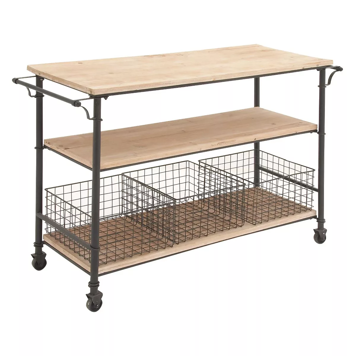 Metal and Wood Rolling Utility Cart Brown - Olivia & May
