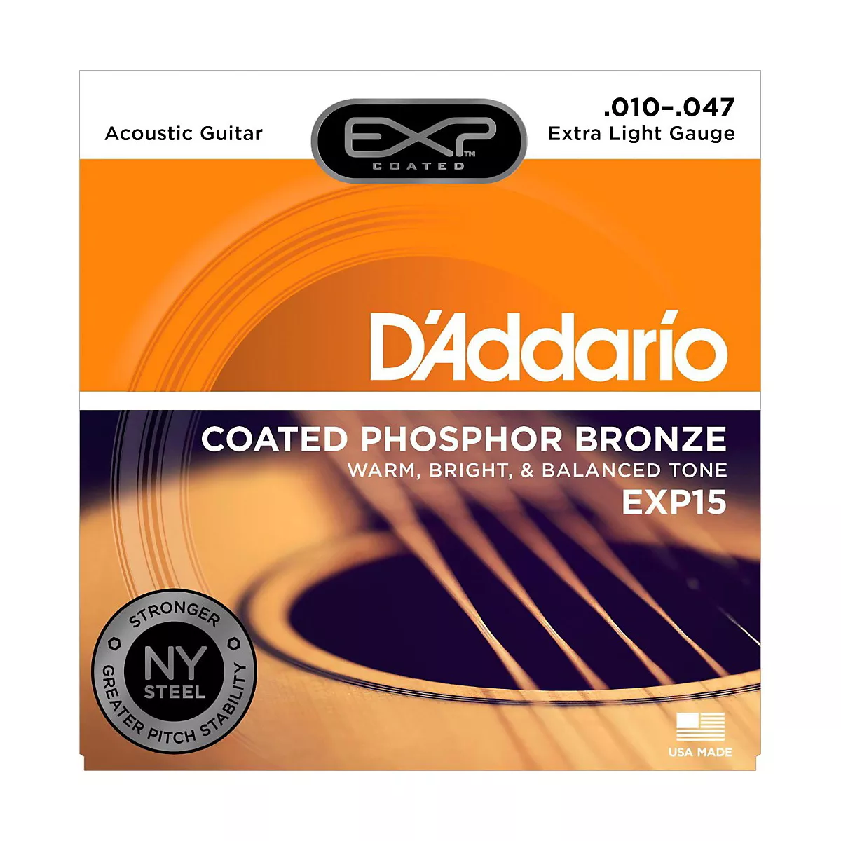 D'Addario EXP15 Coated Phosphor Bronze Extra Light Acoustic Guitar Strings