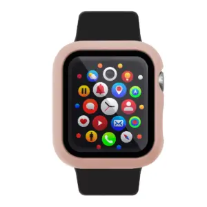 Insten Case Compatible with Apple Watch 44mm Series SE 6 5 4, Matte Hard Cover, Built in Tempered Glass Screen Protector, Full Protection, Pink