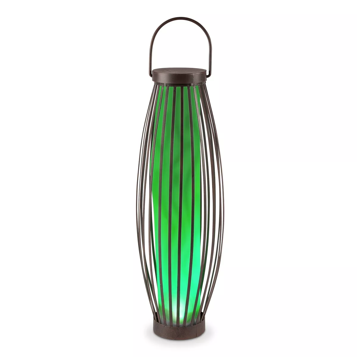 Garden Meadow 21-Inch High Solar-Powered Metal Barrel Lights with Handles, Set of 2
