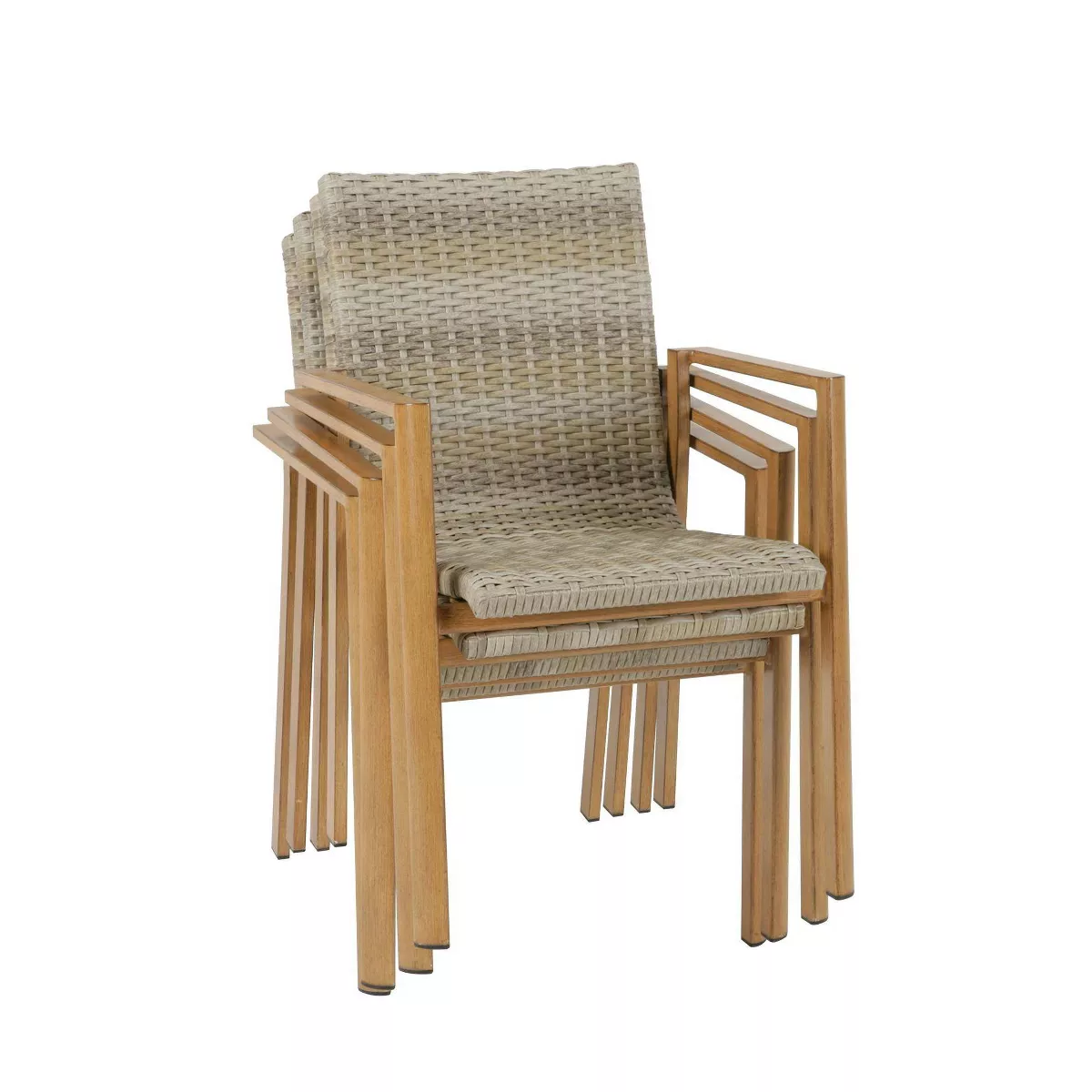 4pk Aluminum Stacking Dining Patio Chairs Tan - Room & Joy