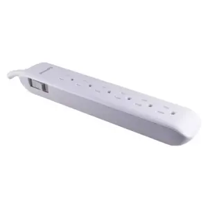 Philips 6-Outlet Surge Protector with 4ft Extension Cord, White