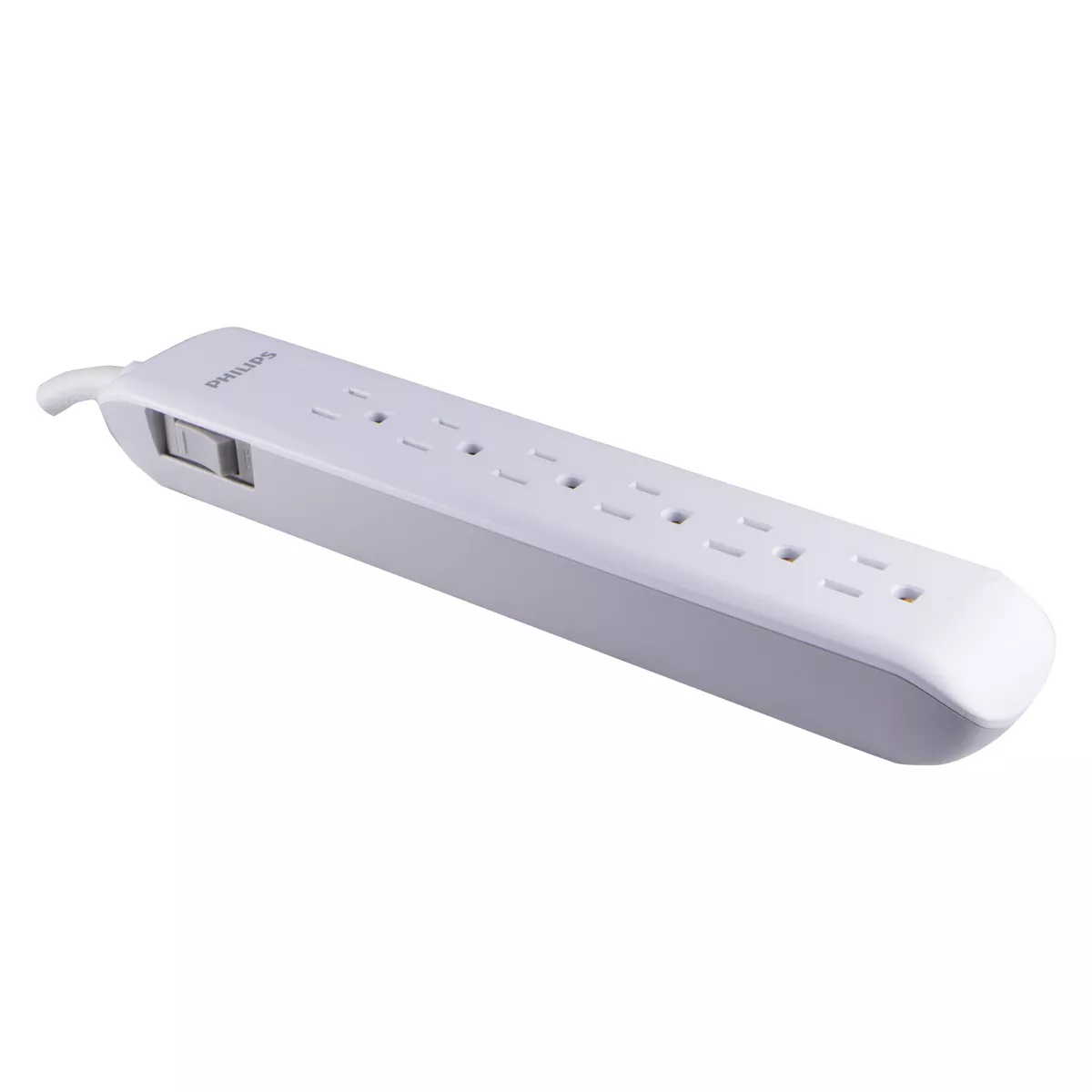 Philips 6-Outlet Surge Protector with 4ft Extension Cord, White
