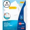 Avery Easy Peel White Label Tab Dividers 5-Tab 6/PK White 14432