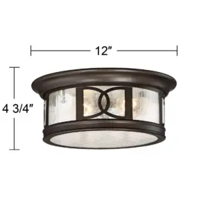 John Timberland Modern Outdoor Ceiling Light Fixture Mission Oil Rubbed Bronze Drum 12