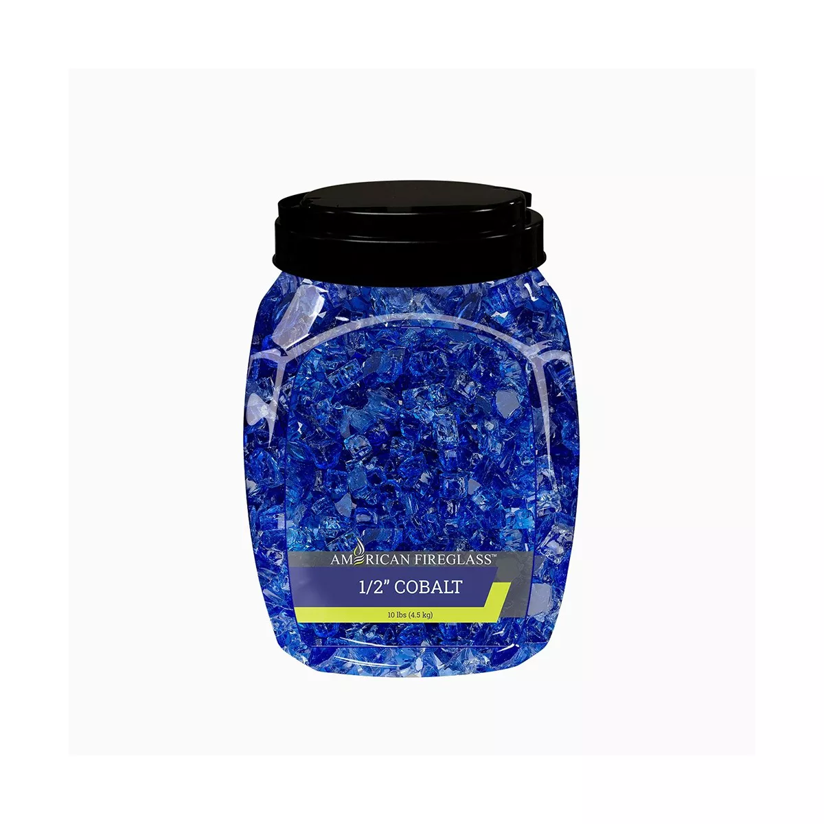 American Fireglass 10 LB Bag 1/2 Inch Reflective Fireplace & Firepit Fire Glass, Cobalt Blue