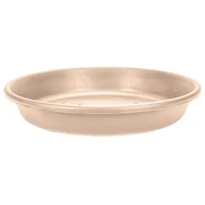 HC Companies Classic Plastic 10 Inch Round Flower Pot Planter Plant Saucer Drip Tray, Sandstone