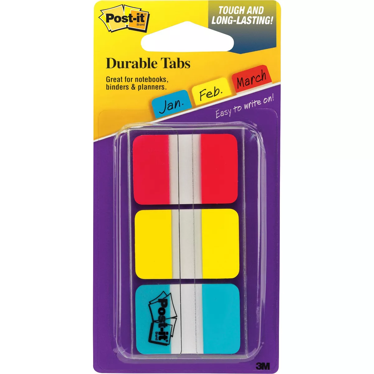 3M Post-it Tabs 1"x1-1/2" 36 Tabs/PK Assorted 686RYBT