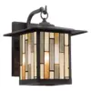 11.75" Stained Glass 1-Light Prairie Style Outdoor Wall Lantern Sconce Oil-Rubbed Bronze - River of Goods