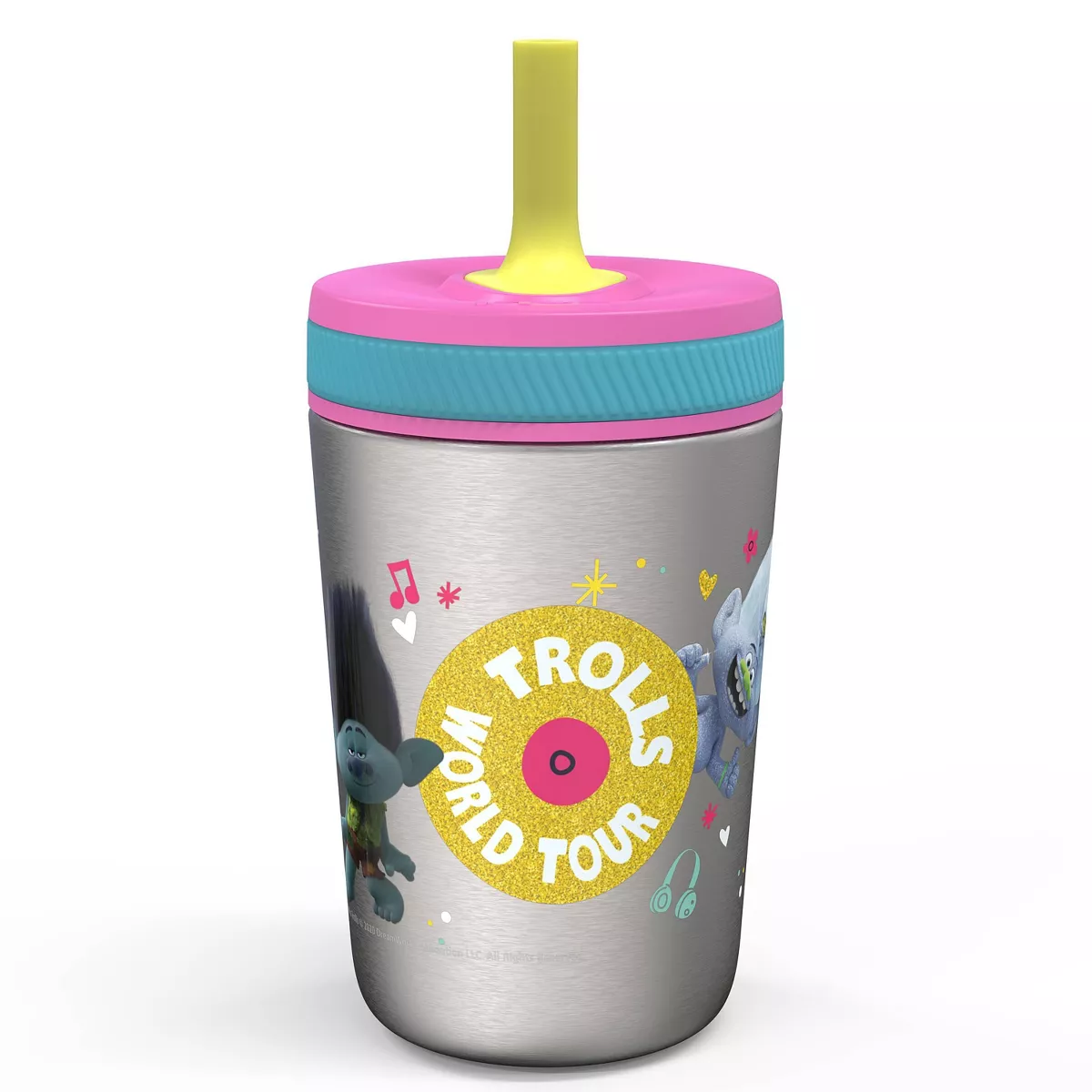 DreamWorks Trolls 12oz Stainless Steel Spill Proof Straw Tumbler - Zak Designs