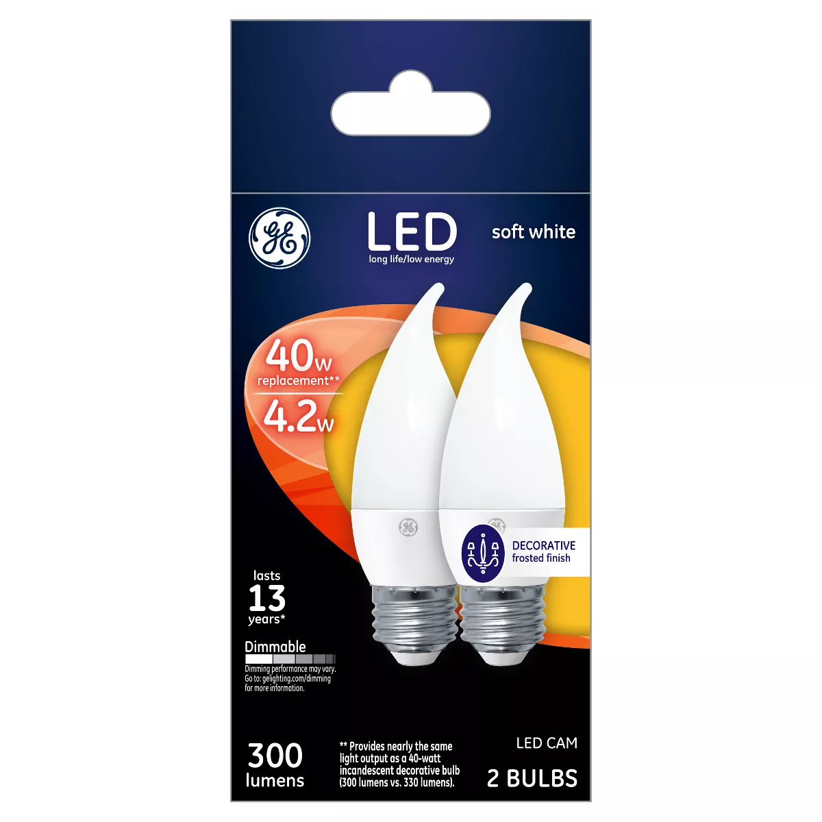 General Electric 2pk 40W CAM LED Light Bulbs White