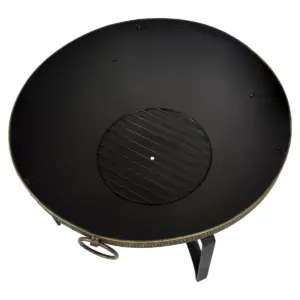 Sunnydaze Outdoor Camping or Backyard Steel Contemporary Fire Pit Bowl with Handles and Spark Screen - 26