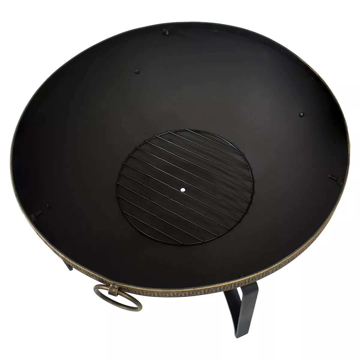 Sunnydaze Outdoor Camping or Backyard Steel Contemporary Fire Pit Bowl with Handles and Spark Screen - 26" - Black