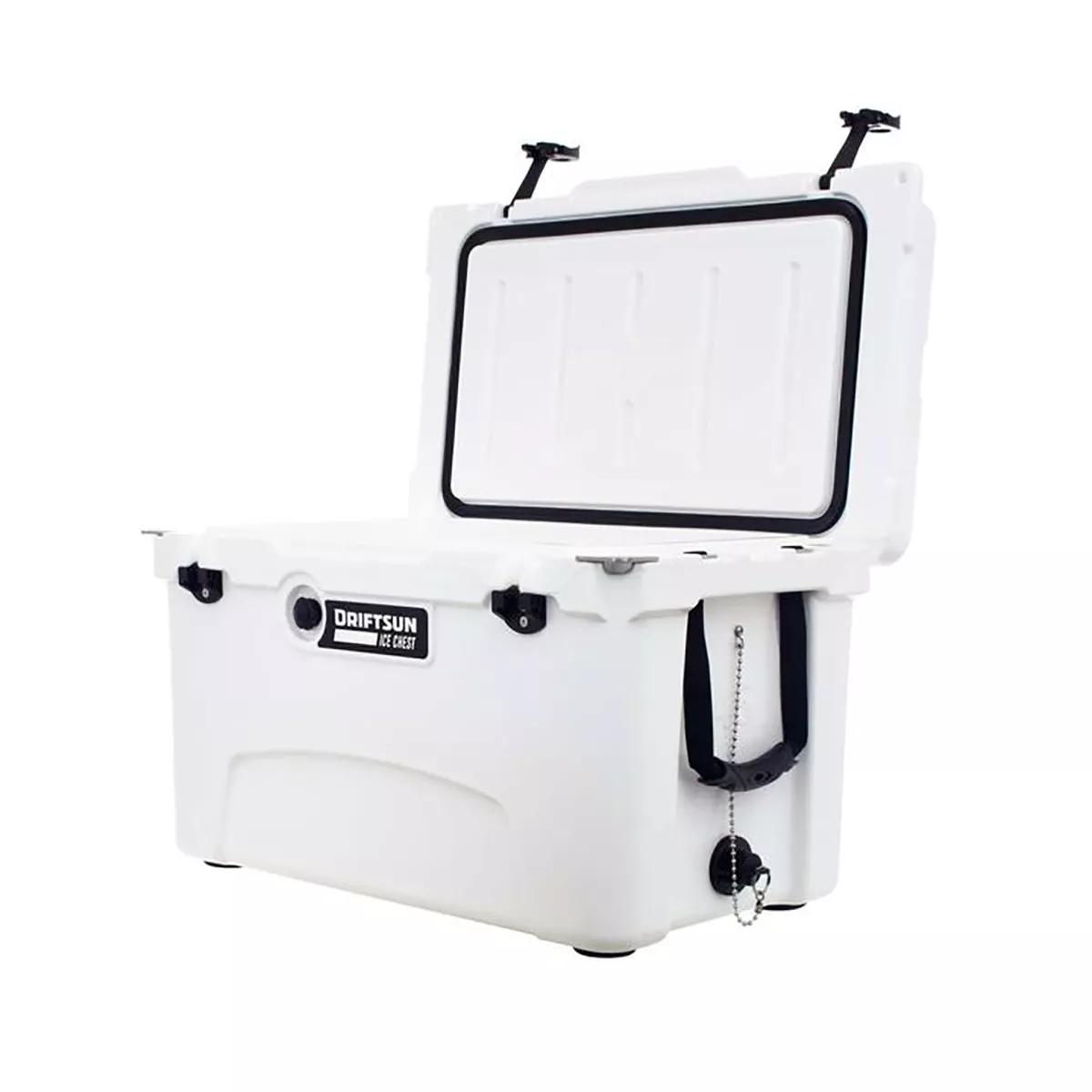 Driftsun Heavy Duty Rotomolded Thermoplastic UV Resistant Portable 45 Quart Insulated Hardside Ice Chest Beverage Cooler, White