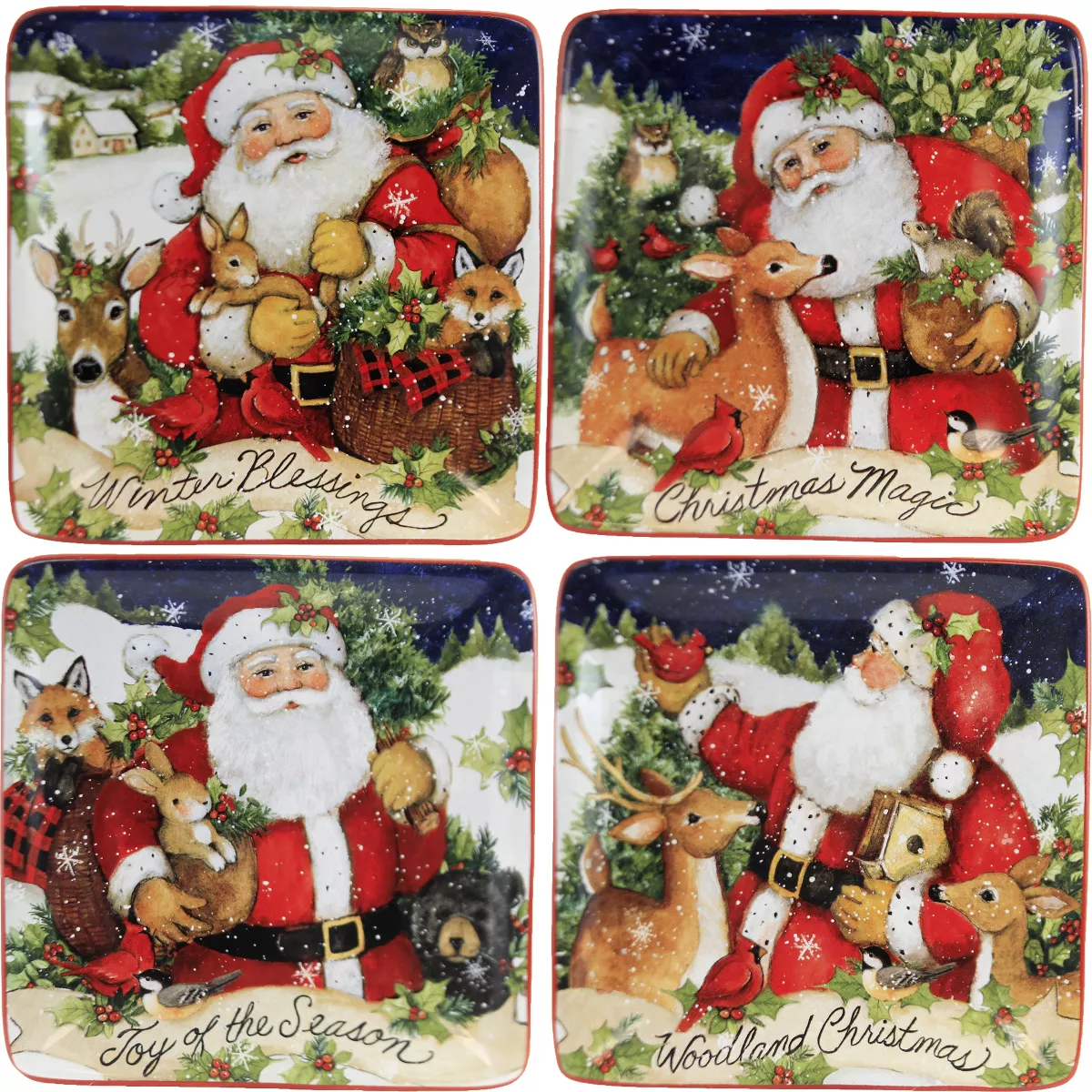 Tabletop 6.0" Magic Christmas Santa Canape Plates Holiday Certified International - Dining Plates