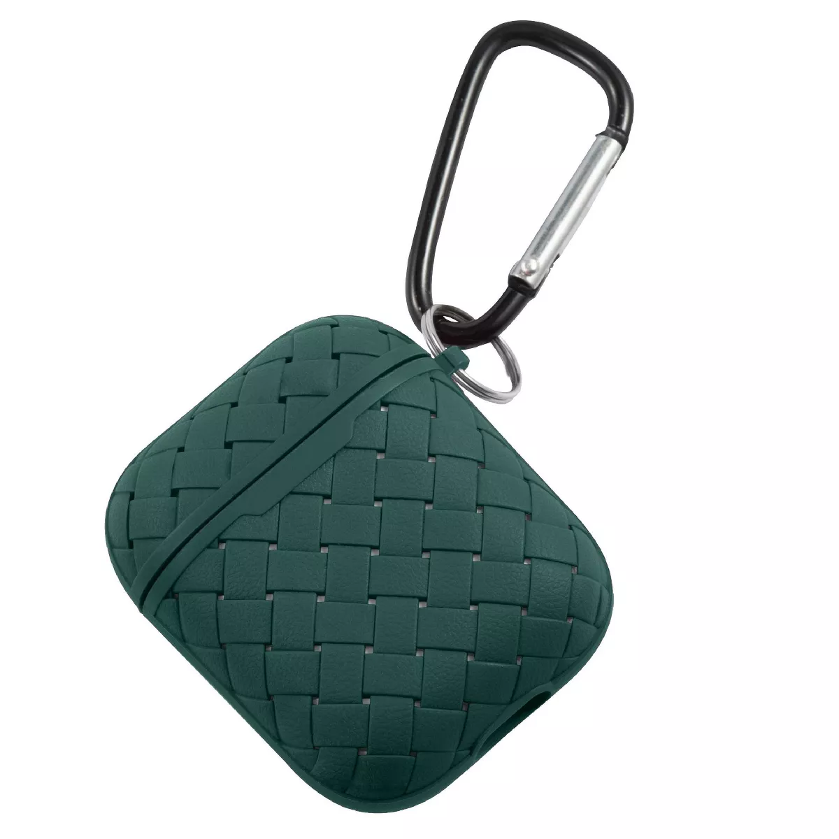 Insten Weave Shape Case For AirPods 1 & 2, Soft TPU Skin Cover with Carabiner, Green