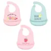 Hudson Baby Infant Girl Silicone Bibs 3pk, Cute Fruit, One Size