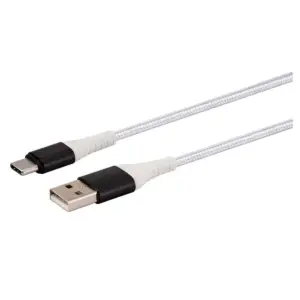 Monoprice USB 2.0 Type C to Type A Charge and Sync Cable - 3 Feet - White | Durable, Kevlar-Reinforced Nylon-Braid - AtlasFlex Series