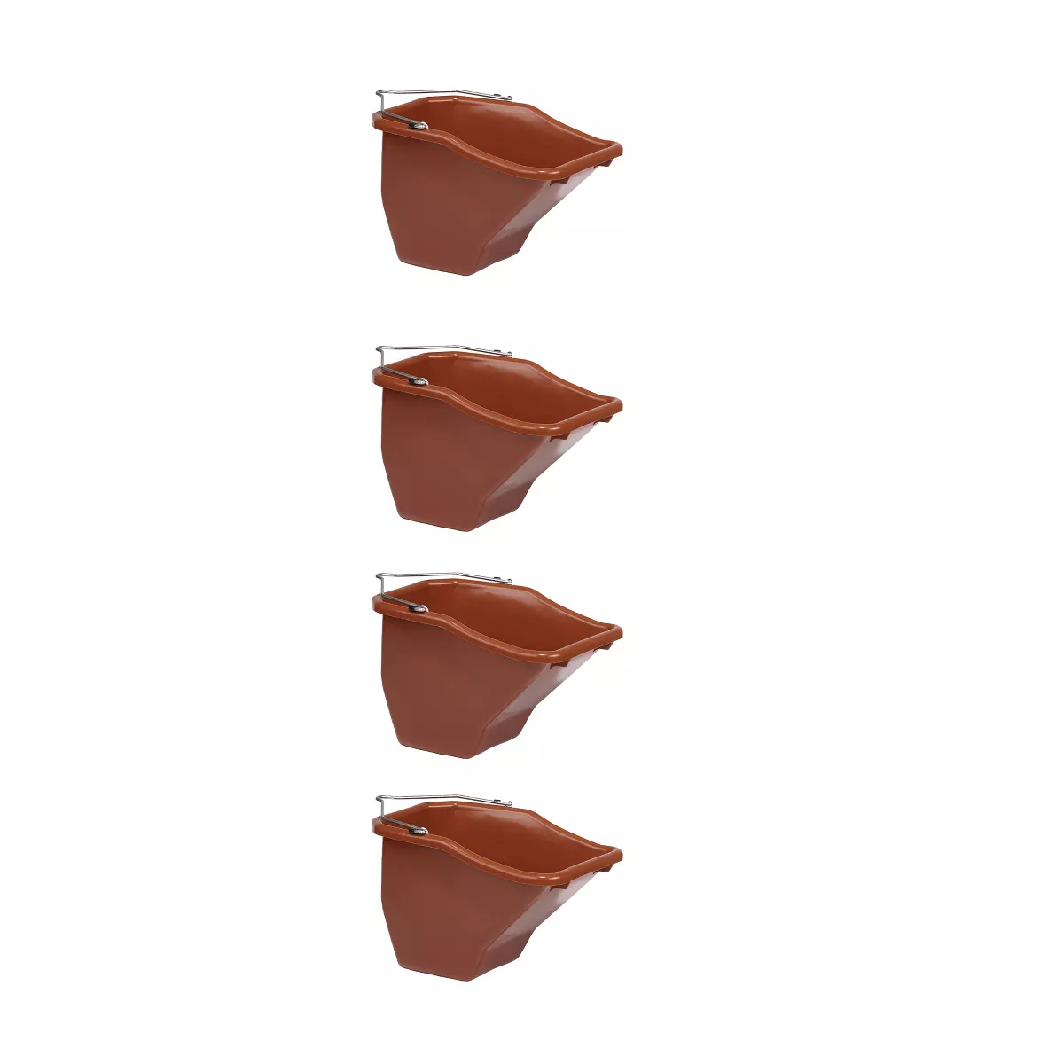 Little Giant 20 Quart Durable Plastic Flat Back Livestock Feed Bucket with Animal Accommodating Angular Design, Red (4 Pack)