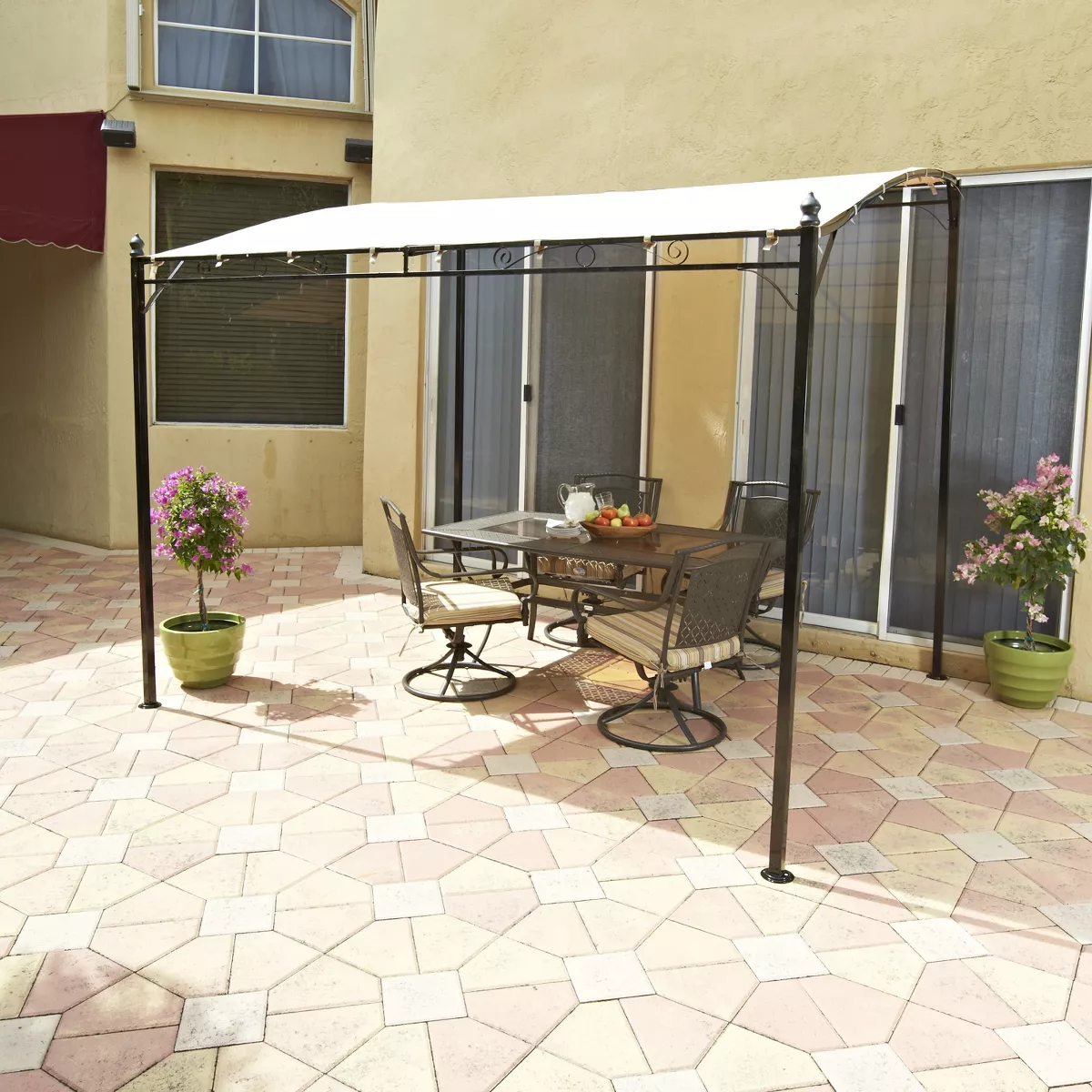 Lakeside Sunshade Awning Gazebo with Polyester Shade, Steel Stand