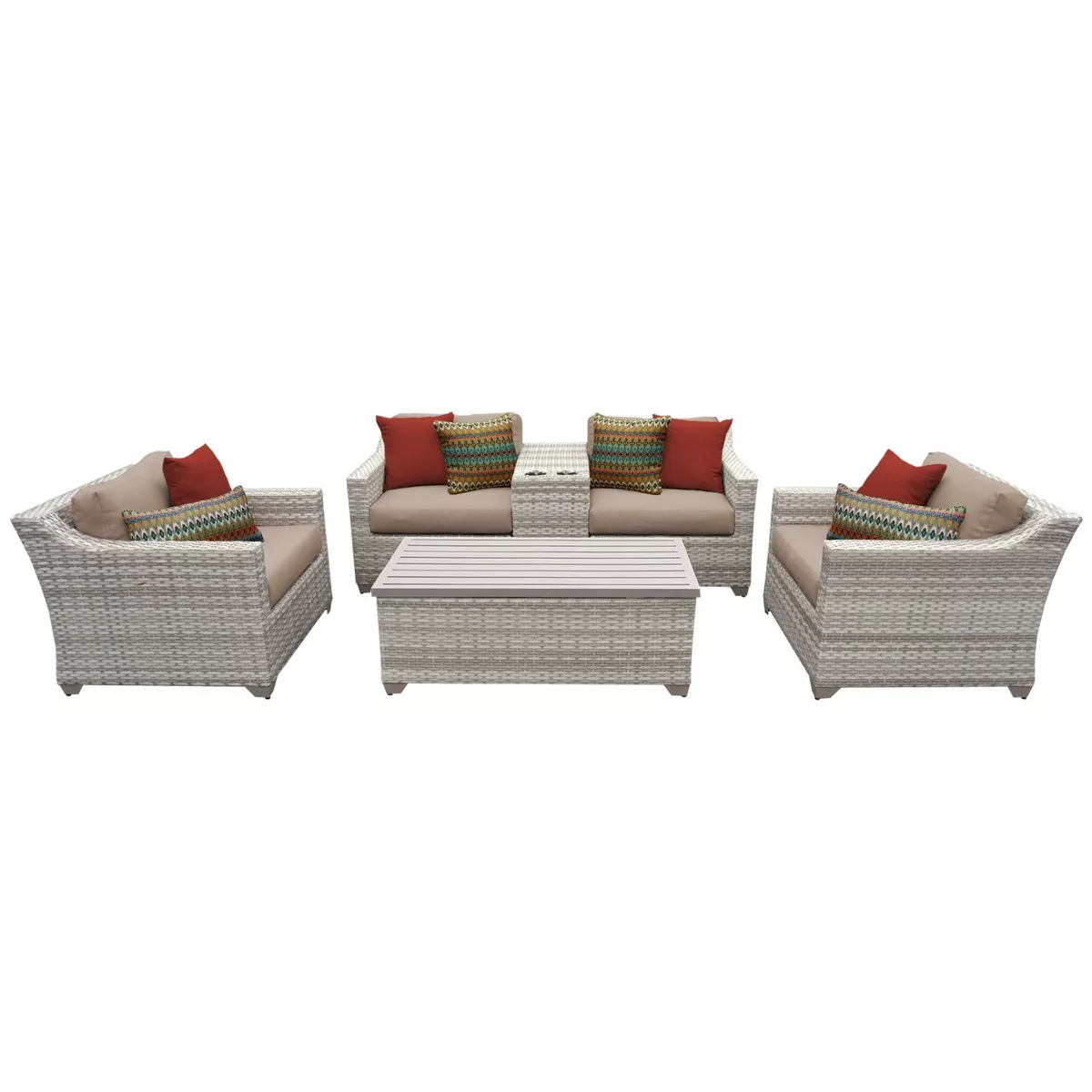 Fairmont 6pc Patio Seating Set with Cushions - Wheat - TK Classics