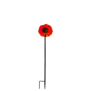 Evergreen Flag Beautiful Red Art Glass Flower Garden Stake - 6 x 6 x 22 Inches Homegoods and Decorations for Every Space