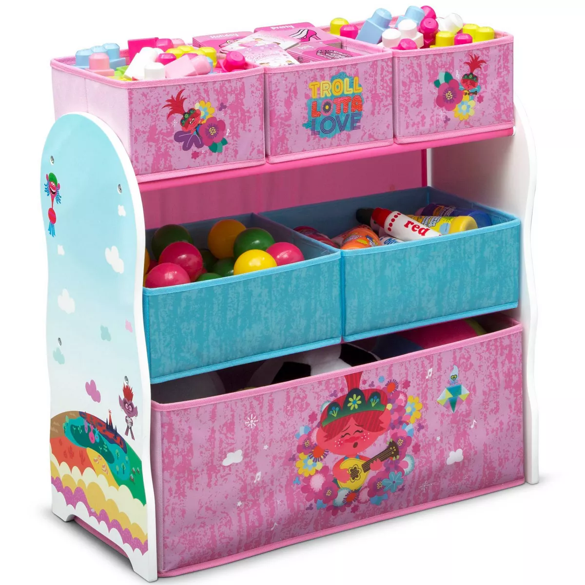 Trolls World Tour Design and Store 6 Bin Toy Organizer - Delta Children