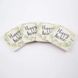 4pk Ceramic Happy Home Wreath Coasters - Thirstystone