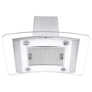 ZLINE GL14i-36 400 CFM 36 Inch Middle Island Mount Ductless Range Hood with 4 Speed Motor and LED Lights, Stainless Steel and Glass Style
