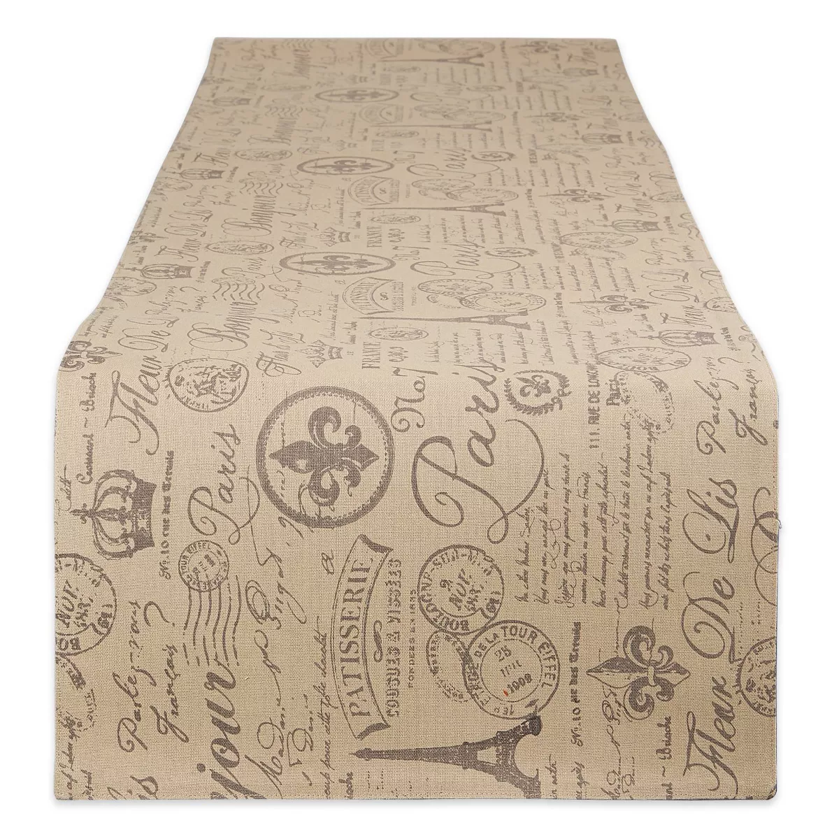 Black French Flourish Printed Table Runner - Design Imports