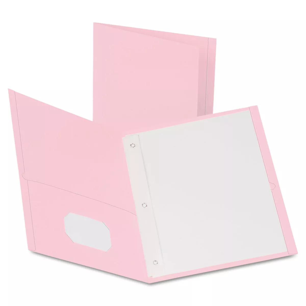 Oxford Twin-Pocket Folders with 3 Fasteners Letter 1/2" Capacity Pink 25/Box 57768