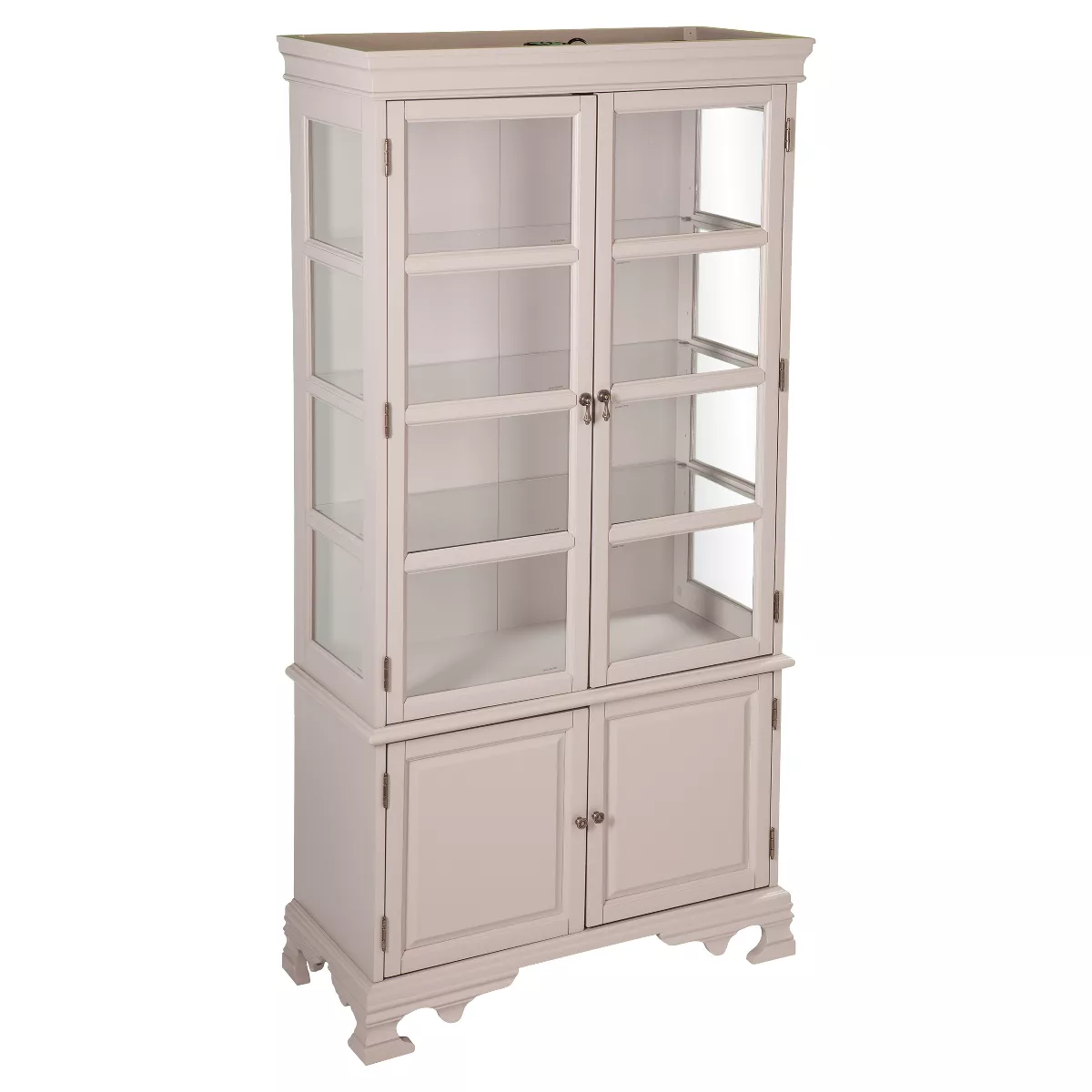 Morgan Farmhouse 6 Shelf Lighted Curio - Gray - Aiden Lane