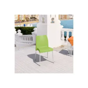 Vita Resin Outdoor Patio Dining Chair in Apple Green - Set of 2 - Compamia