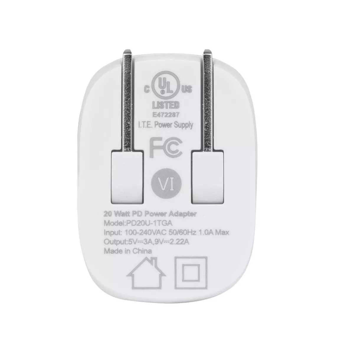 Monoprice USB-C Charger, 20W 1-port PD GaN Technology Foldable Wall Charger White, Power Delivery for MacBook Pro/Air, iPad Pro, iPhone