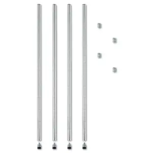 Alera Stackable Posts For Wire Shelving, 36" High, Silver, 4/Pack SW59PO36SR