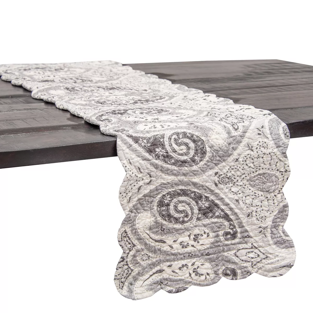 C&F Home 14" x 51" Nazima Gray Cotton Quilted Reversible Table Runner 14x51
