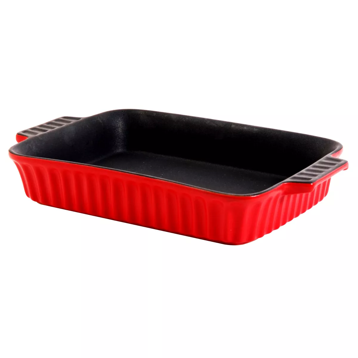 Crock-Pot Denhoff 10 in. Non-Stick Ribbed Casserole in Red