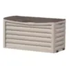 Suncast DB8300 83 Gallon Outdoor Resin Storage Chest Deck Box with Handles, Wheels, and Lid for Patio, Garden, or Pool for All Weather, Mocha/Taupe