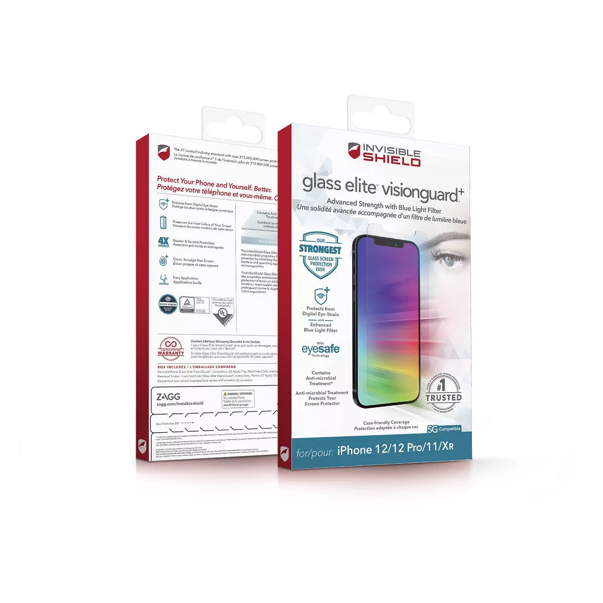ZAGG Apple iPhone 12/12 Pro InvisibleShield VisionGuard+ Screen Protector with Anti-Microbial Technology