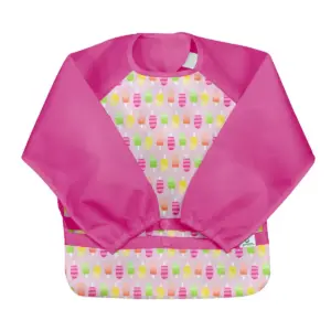 green sprouts Snap & Go Easy-Wear Long Sleeve Bibs Popsicles 12-24 Months - Pink