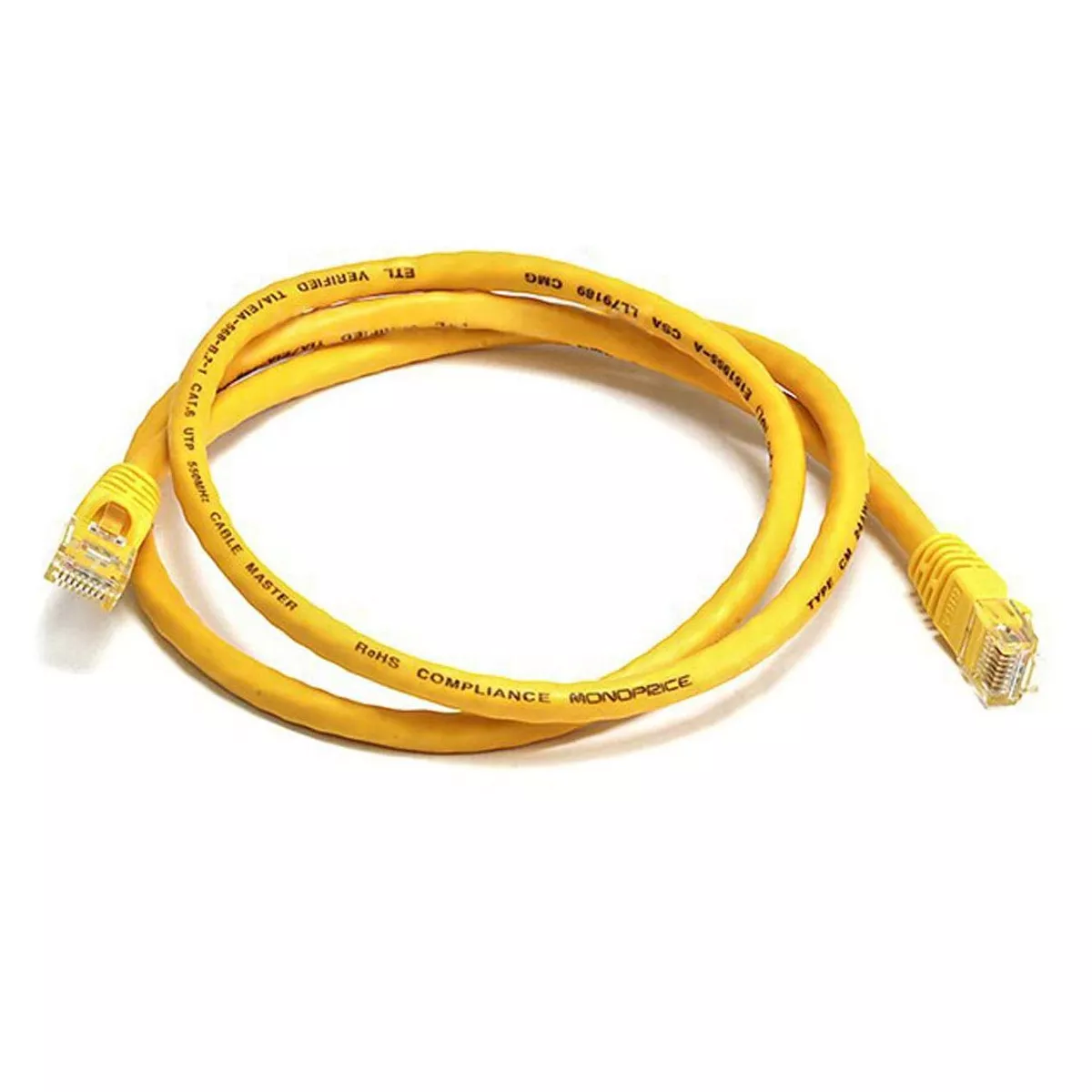 Monoprice Cat6 Ethernet Patch Cable - 3 Feet - Yellow | Network Internet Cord - RJ45, Stranded, 550Mhz, UTP, Pure Bare Copper Wire, 24AWG