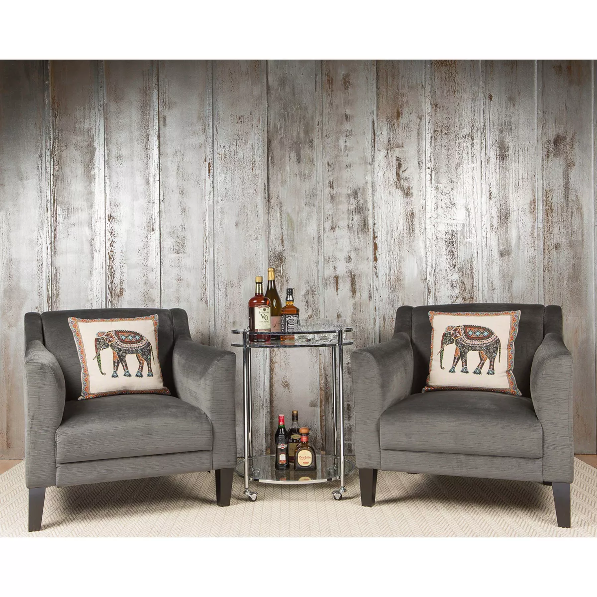 Veranda Round Bar Cart with Clear Glass Chrome - Studio Designs Home
