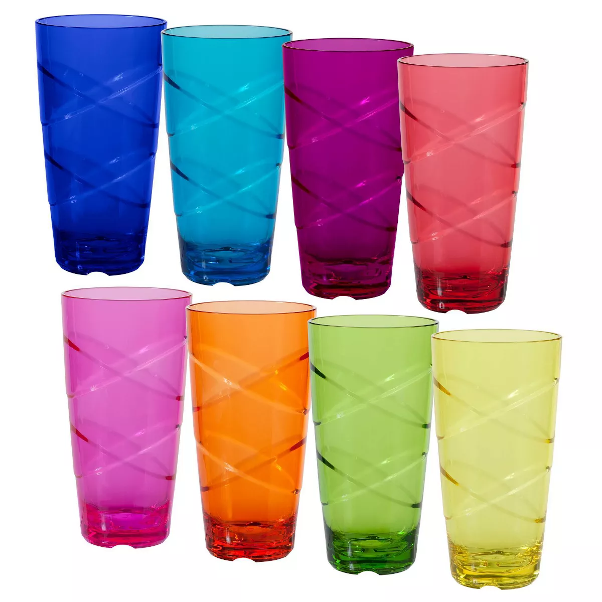CreativeWare Set of 8 Circus Tumblers 24oz Acrylic