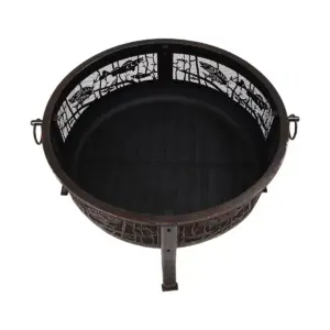 Sunnydaze Outdoor Camping or Backyard Steel Northwoods Fishing Fire Pit with Spark Screen - 30