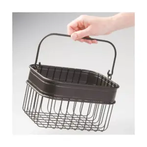 mDesign Small Metal Kitchen Food Storage Organizer Basket with Handle - Bronze