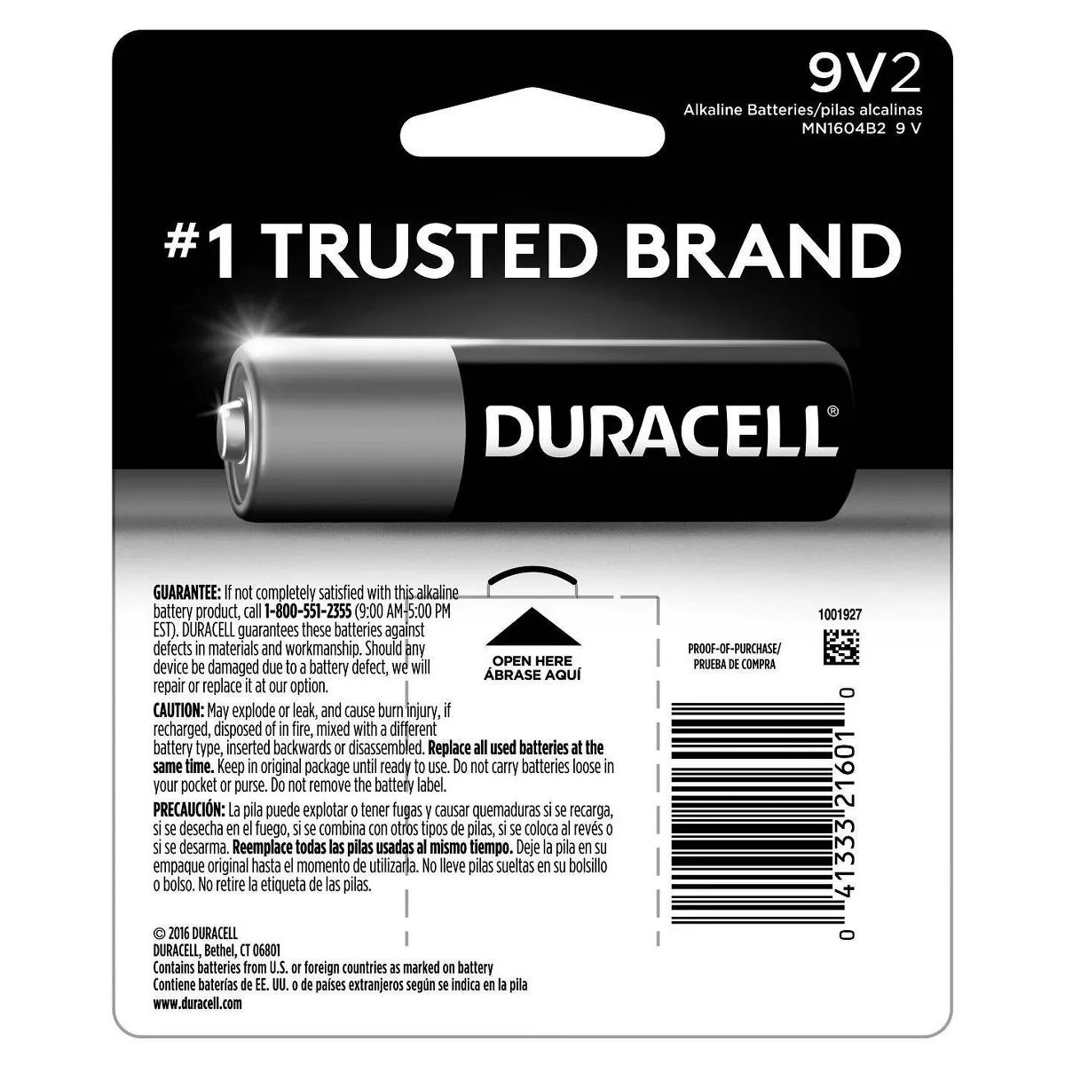 Duracell Coppertop 9V Batteries - 2pk Alkaline Battery