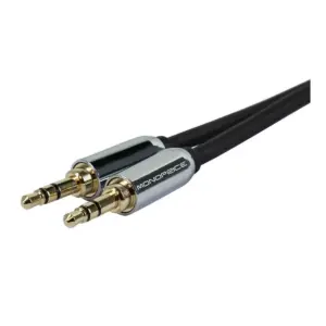 Monoprice Audio Cable - 0.5 Feet - Black | 3.5mm Female Plug to Two 3.5mm Male Jacks for Mobile, Gold Plated