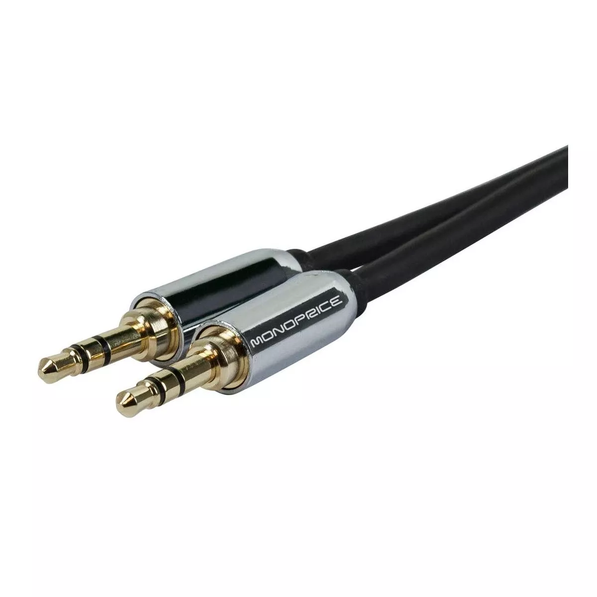 Monoprice Audio Cable - 0.5 Feet - Black | 3.5mm Female Plug to Two 3.5mm Male Jacks for Mobile, Gold Plated
