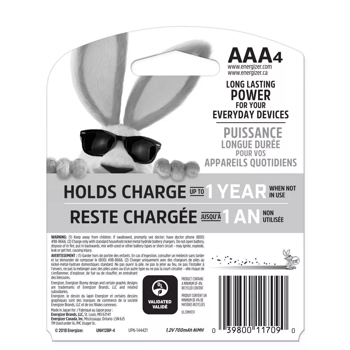Energizer 4pk Recharge Universal Rechargeable AAA Batteries